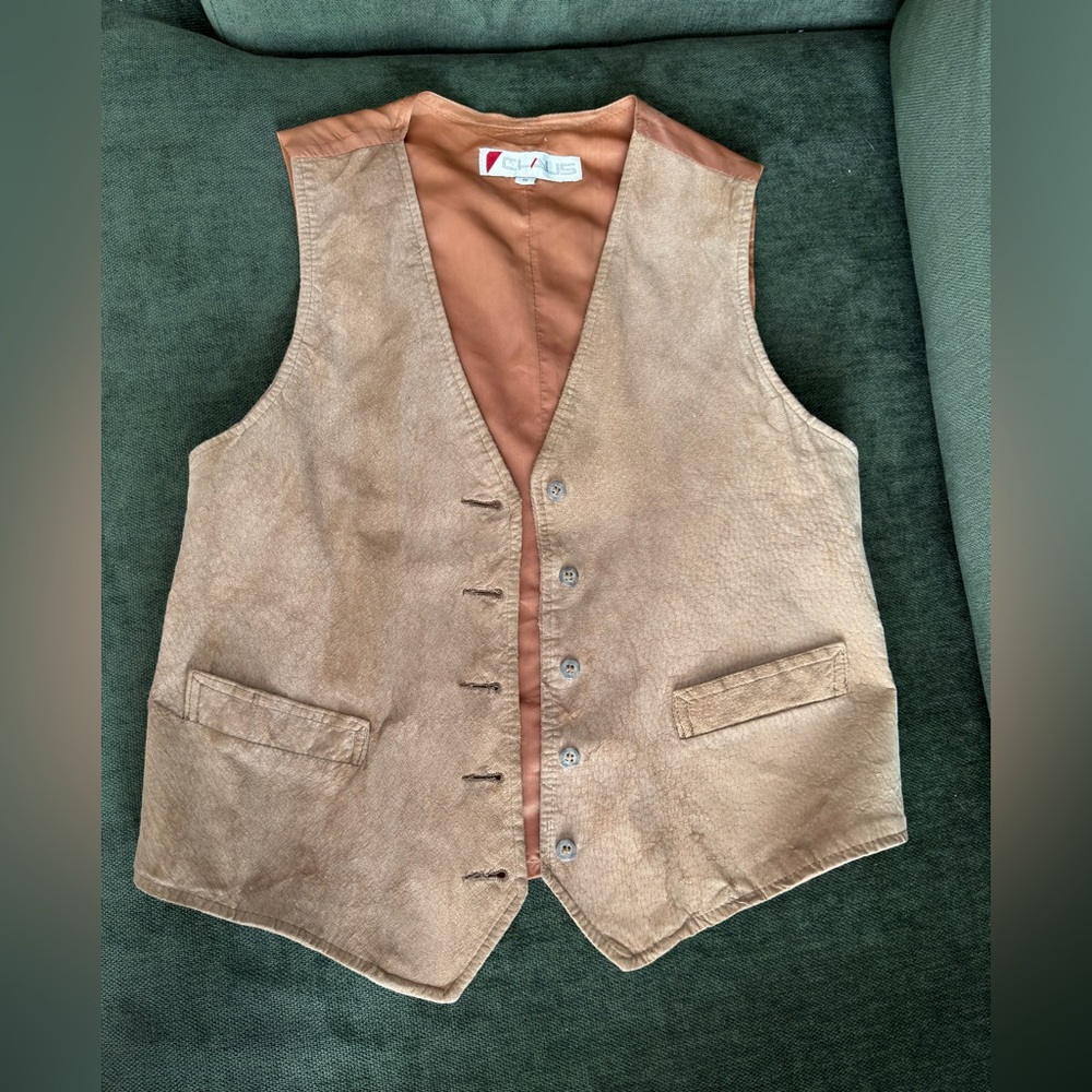 Chaus Brown Leather Vest with Rust Lining